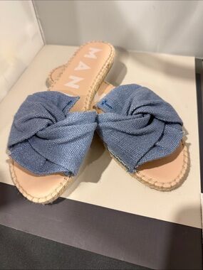 Manebí Blue Knotted Espadrille Slide Sandal NWOT